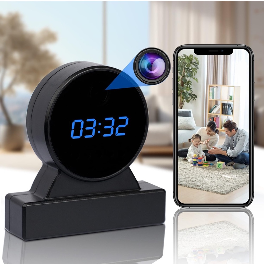 Hidden Camera Clock - Full HD 1080P Spy Camera - WiFi Wireless Nanny Cam - Night